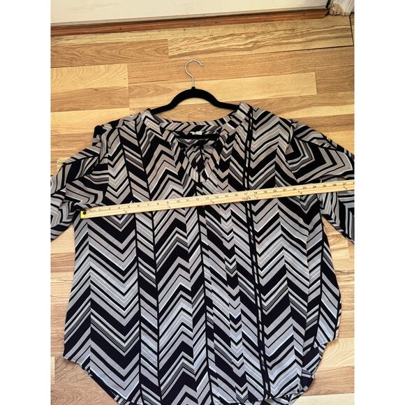 Cato Black/tan Chevron Print Tunic Plus Size Stylish Women's Top Size 22/24W - Picture 8 of 8